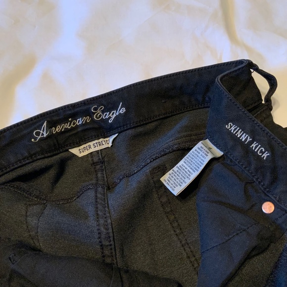 American Eagle Slim Straight Barely Boot Low Rise Black Stretchy Jeans (28x32) - Picture 13 of 13